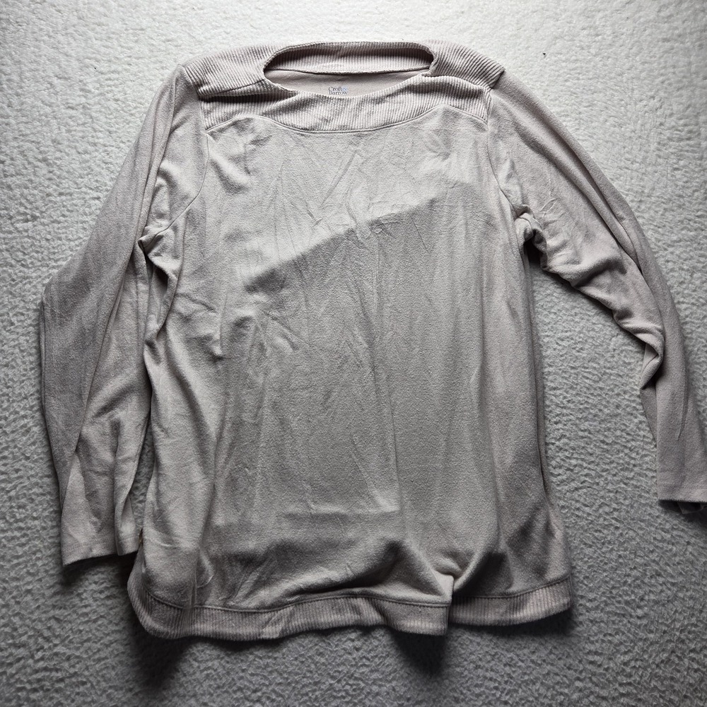 Croft & Barrow Sweater Womens Plus 2X Beige Boat Neck Long Sleeve Knit Pullover